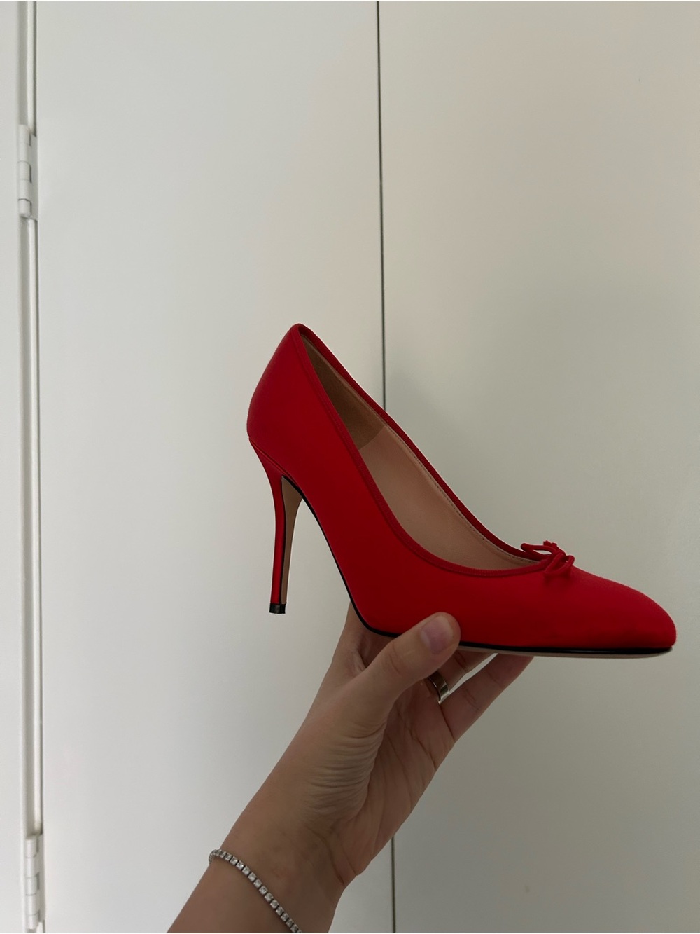 J. Crew Red Ballet Stiletto Pumps with Bow - Picture 3 of 8